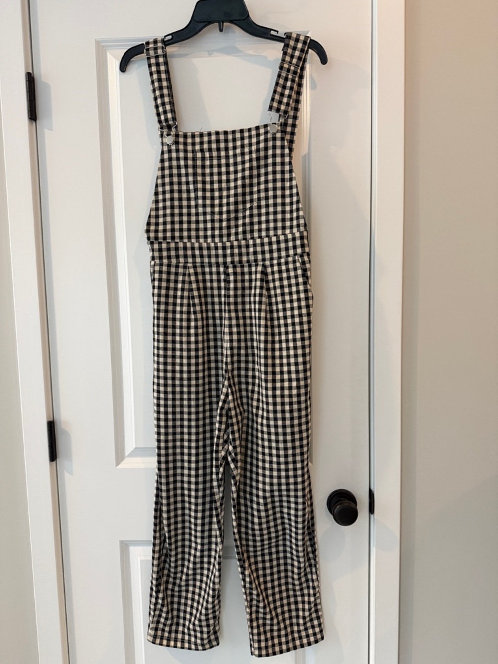 Black & White Gingham Overalls